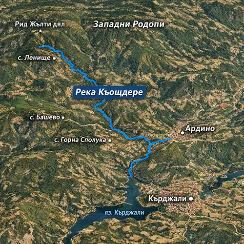Сателитен релефен изглед на Река Кьошдере