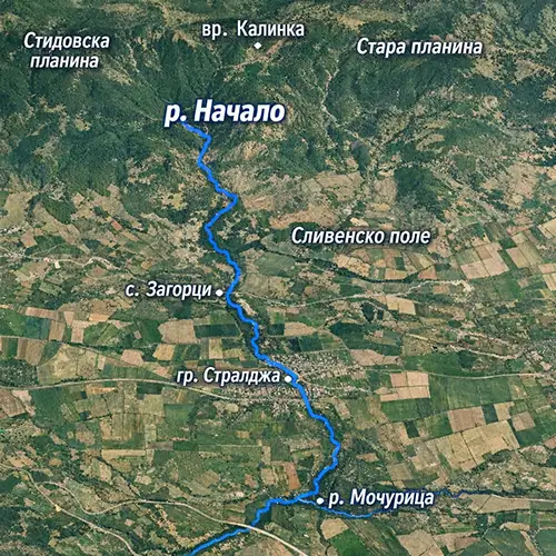 Сателитен релефен изглед на Река Мараш
