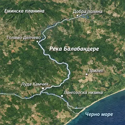 Сателитен релефен изглед на Река Балабандере